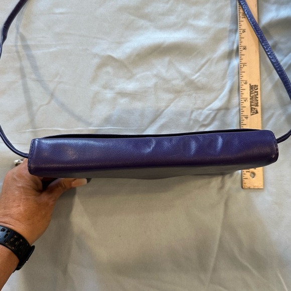Vintage Musa Brazil Purple Genuine Leather Envelope Crossbody Clutch Bag 80s - Picture 3 of 10